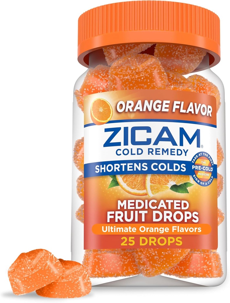 Zicam Cold Remedy Zinc gouttes de fruits médicamentées, Orange ultime, 25 Compte (paquet de 1)