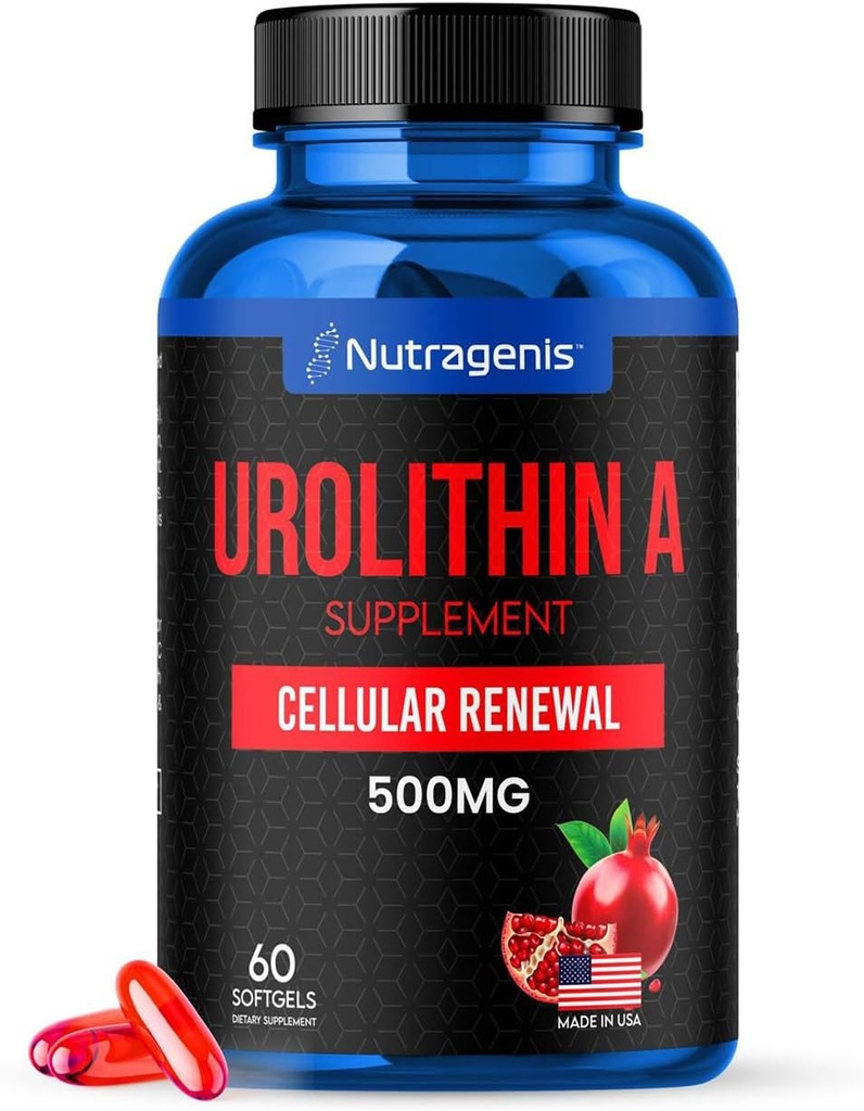 Urolithine Un Supplément 500mg - 60 Softgel - Advanced Cellular Renewal & Vitalité - Mitoceutical pour améliorer la force musculaire - Fabriqué aux États-Unis