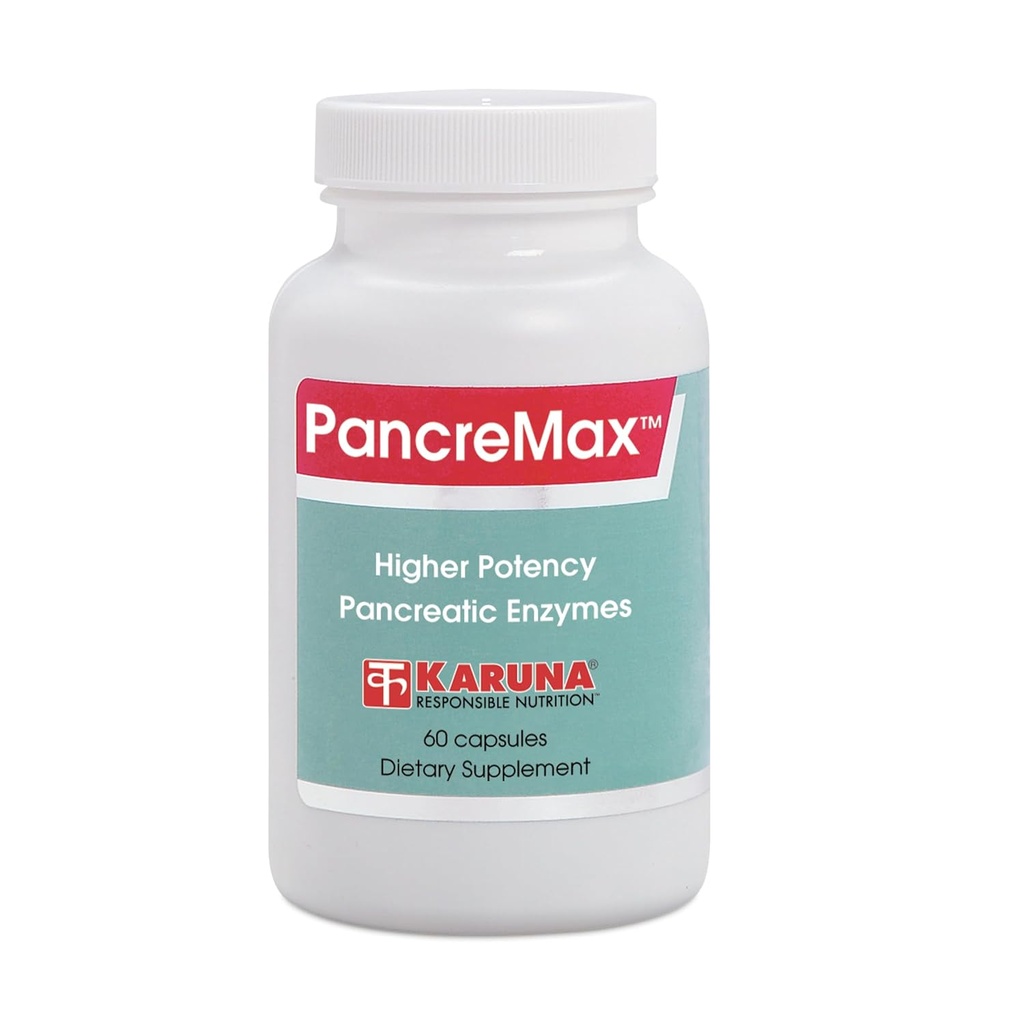 Karuna PancreMax 60 Vegetarian Capsules | Pure Pancreatin 500mg, Lipase 31mg