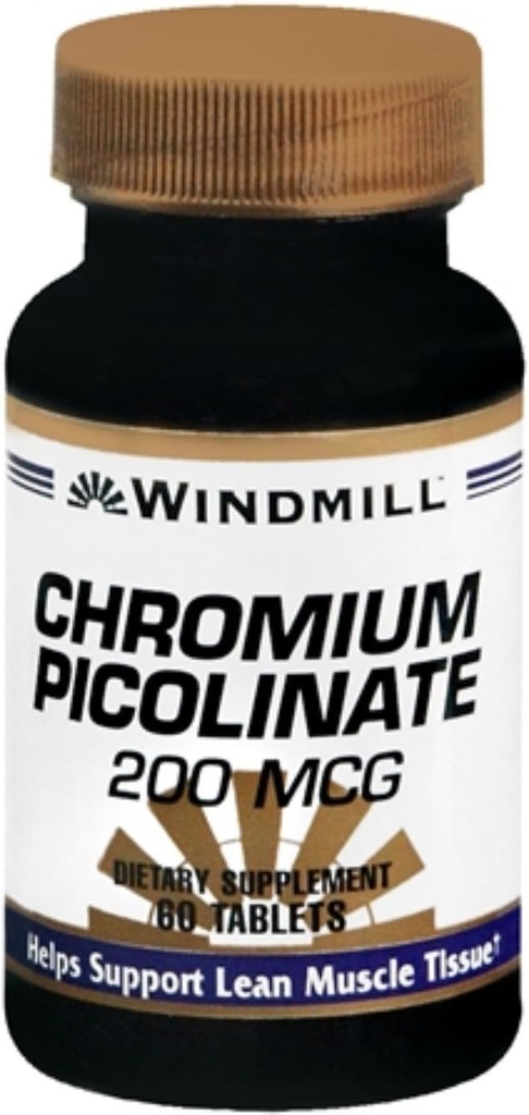 Moulin à vent Picolinate de chrome 200 mcg Comprimés 60 Comprimés (paquet de 4)