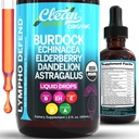 Supplément de drainage lymphatique biologique -Drops de soutien lymphatique-Drops de la racine de bardane Echinacea Elderberry Dandelion Astragalus Lait Thistle Sea Moss Red Clover Cleanse Marigold Drop by Clean Nutra