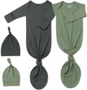 2Pack Knotted Gown Baby, Super Soft Long Sleeve Newborn Hospital Outfit garçon fille qui rentre à la maison, vêtements intégrés à Mittens