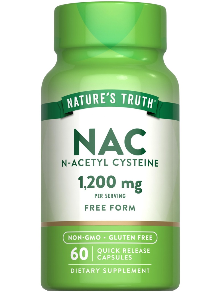 Nature's Truth NAC Supplement NAC N Acetyl Cysteine Exclusivité Acid Amino Exclusivité 1200 mg Exclusivité 60 Capsules Exclusivité et supplément sans gluten