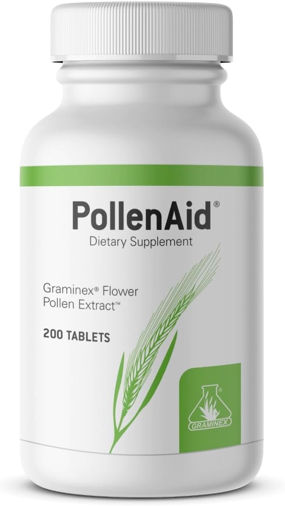 Graminex PollenAid Prostate Supplement: All Natural Prostate Support for Bladder Control & Urinary Tract Health, Extrait de Rye Pollen fabriqué aux États-Unis, 200 comprimés