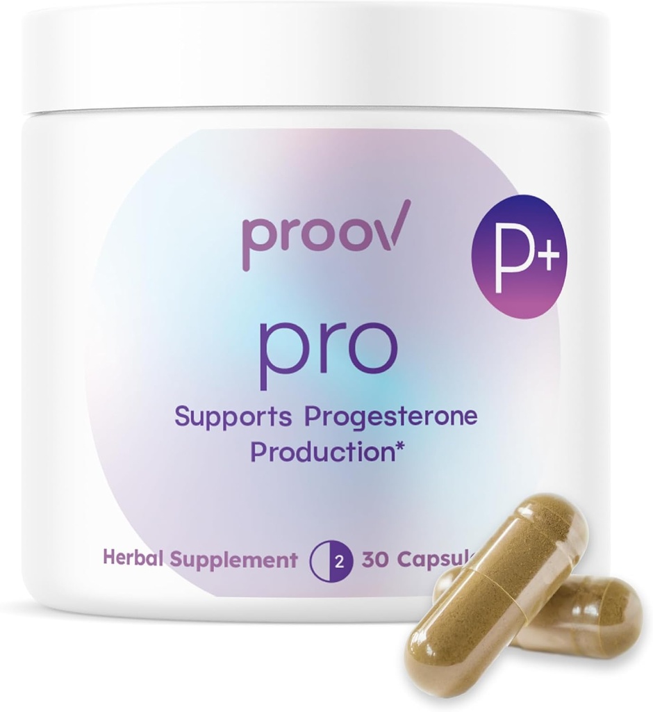 Proov - Pro - Promotion de la production de progestérone - Équilibre hormonal pour les femmes - Soutien à la fertilité et à la ménopause - Vitex, Ashwagandha, Macao - Supplément à base de plantes – 30 capsules - 2 mois d'approvisionnement