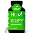HUM Gut Instinct Probiotiques quotidiens pour les femmes et les hommes, Santé digestive, Lactobacillus, Bifidobacterium souches pour le soutien immunitaire, Supplément probiotique pour la diversité saine Gut, 30 capsules