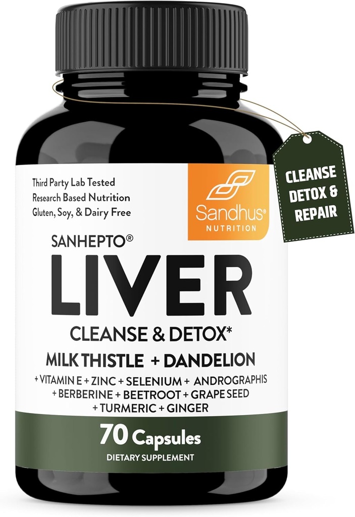 Sandhu's Liver Cleanse Detox & Repair Support (paquet de 1) (complément à base de plantes pour la santé du foie)