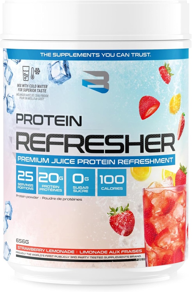 Susciter des suppléments de protéines rafraîchissant (25 portions) - Poudre de protéines de type jus révolutionnaire pour la condition physique, la musculation, la gymnastique, ou pour l'apport de protéines plus grandes (25 scoops, lémonade de fraise)