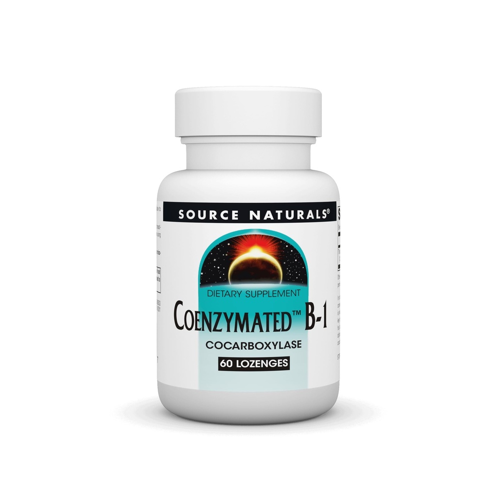 Source Naturals Coenzymated B-1 25mg à action rapide Cocarboxylase de Thiamine Dissolve rapide - 60 Lozenges
