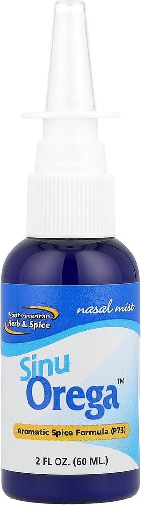 NORTH AMERICAN HERB & SPICE SinuOrega - 2 fl. oz. - Spray nasal tout naturel - Huile et sauge d'origan pour soutenir une réponse saine au sinus - Non-OGM, sans alcool, sans additifs chimiques ou synthétiques