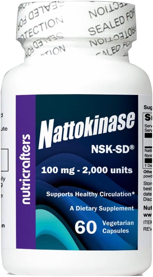 Nattokinase NSK-SD 2000 Unités 60 Capsules - The Cardiovascular Superfood of Japan - Fabriqué aux États-Unis avec NSK-SD japonais Nattokinase. La Nattokinase originale et la plus étudiée.