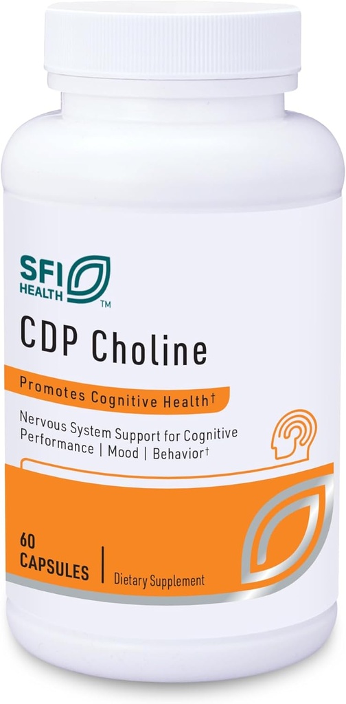 Klaire Labs SFI Health CDP Choline 250mg - Soy-Free Choline Supplements - Cognizin Citicoline to Help Support Memory, Focus & Attention - Bioavailable Active Form, Hypoallergenic (60 Capsules)