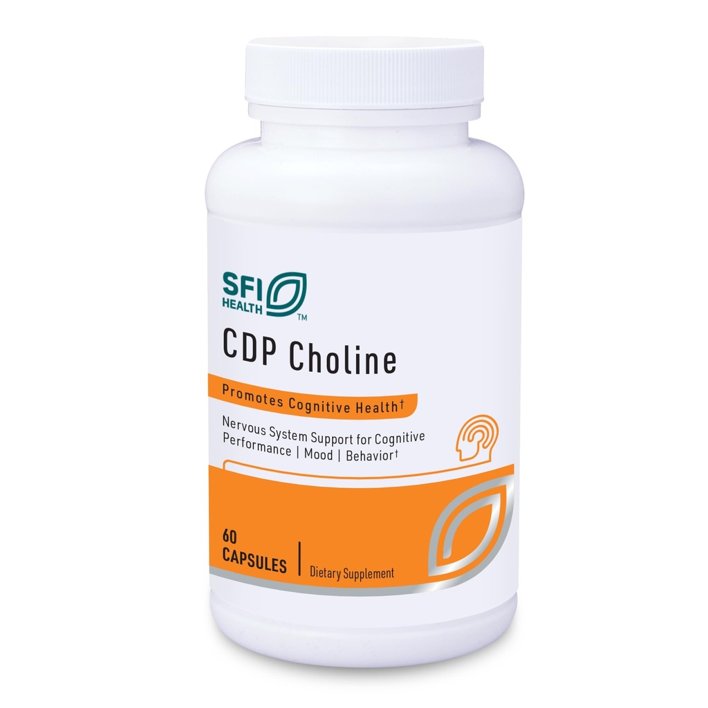 Klaire Labs SFI Health CDP Choline 250mg - Suppléments Choline sans soja - Cognizin Citicoline pour aider à soutenir la mémoire, le focus et l'attention - Biodisponible Forme active, hypoallergénique (60 capsules)