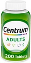 Supplément multivitamine/multiminérale pour adultes Centrum avec antioxydants, zinc, vitamine D3 et vitamine B, sans gluten, ingrédients non OGM - 200 Nombre