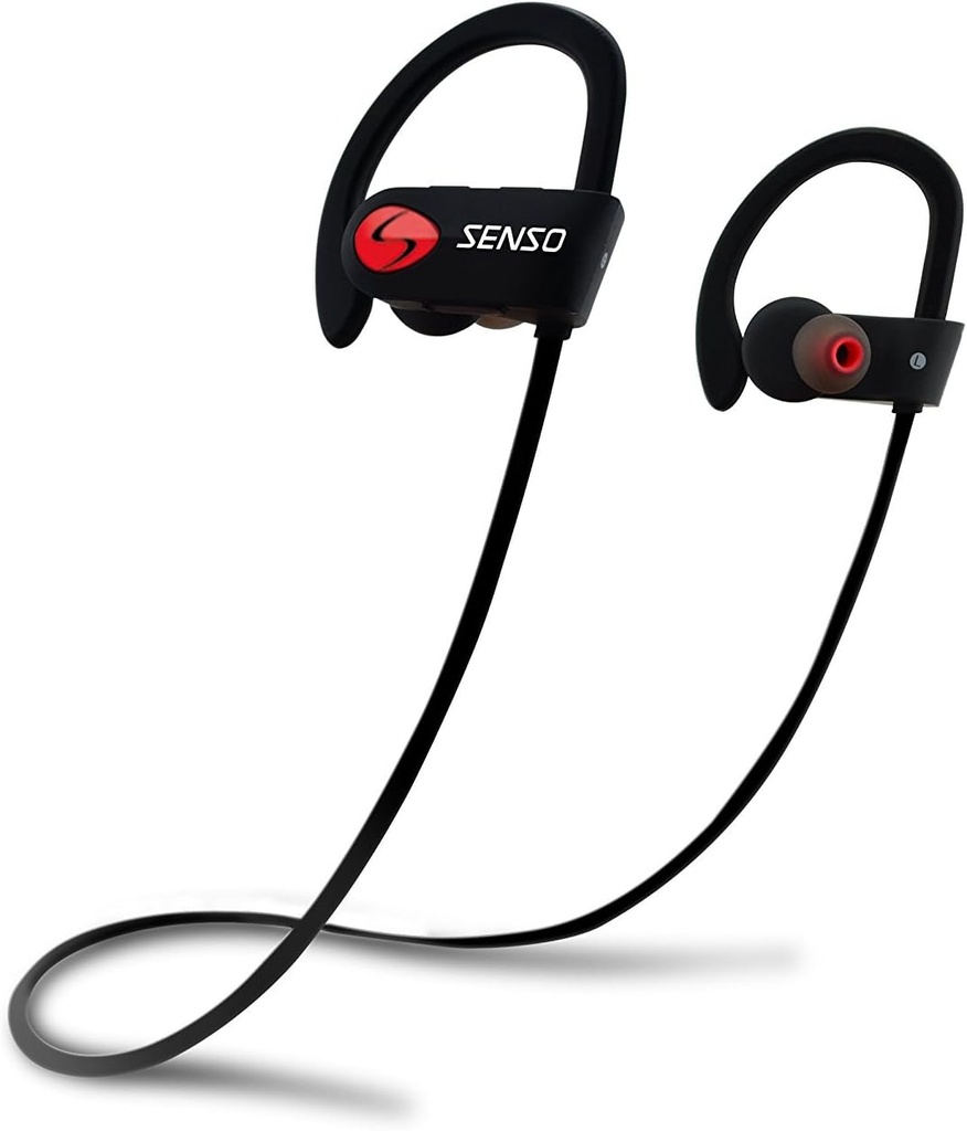 Casque Bluetooth Senso, Meilleurs écouteurs sport sans fil avec/Mic IPX7 étanche HD Stereo Sweatproof Earphones pour entraînement de gymnastique