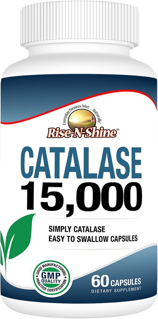 Supplément à la catalase de Rise-N-Shine 15 000 -Enzyme antioxydant puissant pour la santé des cheveux, le soutien des cheveux forts et plus - 60 Nombre (60 jours)