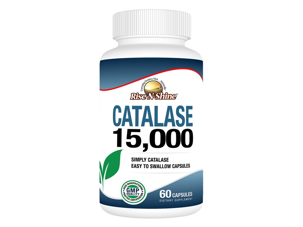 Supplément à la catalase de Rise-N-Shine 15 000 -Enzyme antioxydant puissant pour la santé des cheveux, le soutien des cheveux forts et plus - 60 Nombre (60 jours)