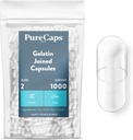 PureCaps États-Unis - Capsules de gélatine vides de taille 2 : 1 000 pilules jumelées Clear : non-OGM certifié SLS, gluten, sans conservateur
