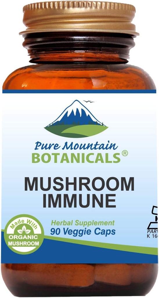 Pure Mountain Botanicals Champignon Immune - 90 Capsules Kosher avec 14 Mycélium puissant incluant Maitake biologique certifié - Reishi - Turquie Tail - Chaga - Cordyceps - Shiitake - Lions Mane