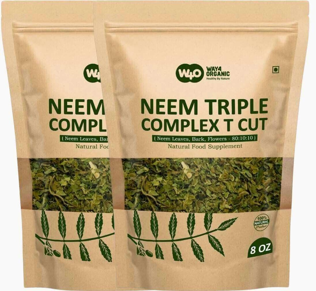 Neem Triple complexe T Coupe (pas de poudre), bon pour faire du thé frais à feuilles 8 onces, feuilles, écorce, fleur dans le rapport(80:10:10) (paquet de 2)