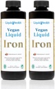 LIQUIDHEALTH supplément en fer liquide végétalien avec SunActive & Ferrochel Fe - Énergie naturelle, système immunitaire et soutien métabolique, augmentation de la clarté mentale, prénatale/postnatale - USA Made, non-OGM (2 Pack)