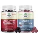 Bundle of Natural Cranberry Gummies for Women and Men and Extra Strength Zinc for Adults - Extra Strength Delicious Antioxydant Cranberry Chews - Chewable Zinc Citrate 50mg Immunity