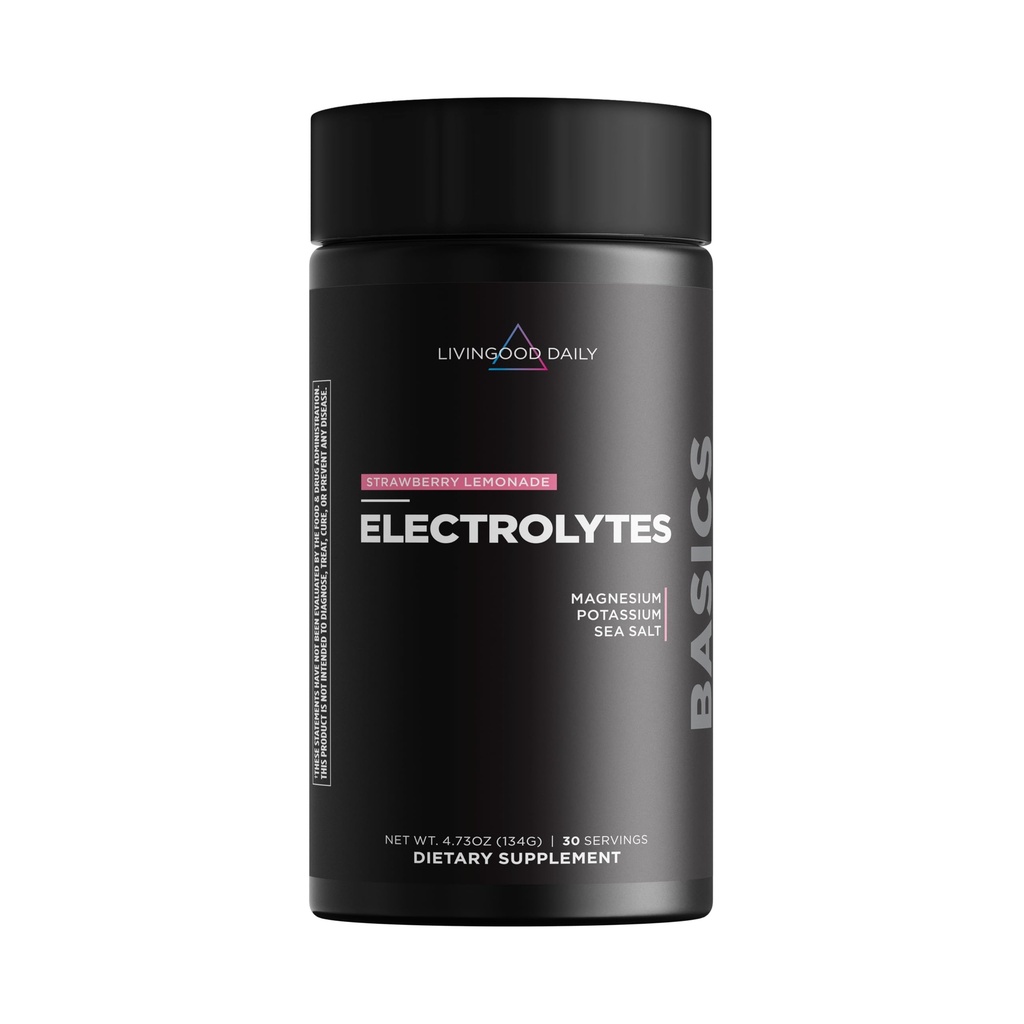 Livingood quotidien électrolytes poudre, électrolytes boisson d'hydratation mélange avec la vitamine C, Magnésium, Taurine et sel de mer, supplément d'électrolyte pour l'énergie et l'hydratation, Keto, fraise citronade, 30 Srvgs
