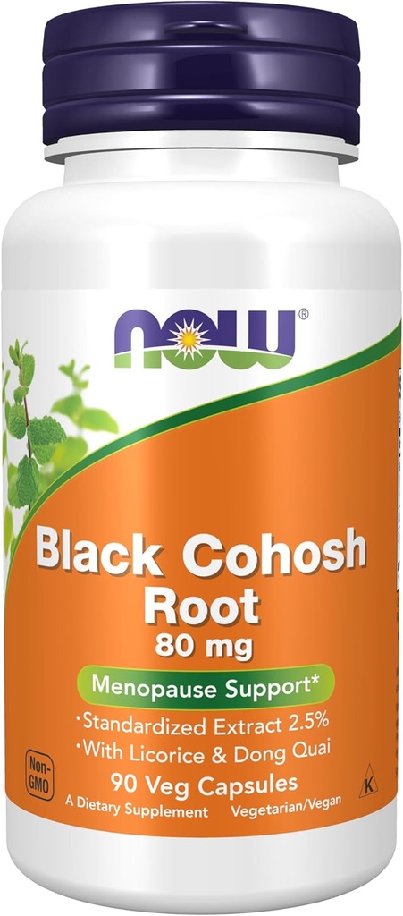 Suppléments, Black Cohosh Root 80 mg avec réglisse et Dong Quai, 90 gélules