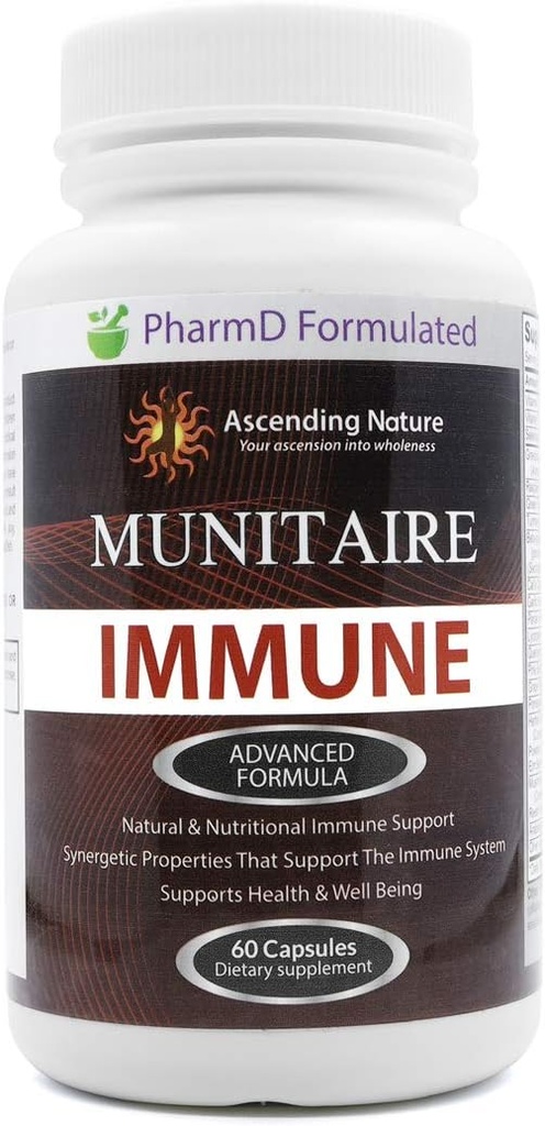 Munitaire Immune Advanced Formula – Soutien naturel et nutritionnel Immmune avec des vitamines C & E renforce l'immunité, soutient la santé et le bien-être
