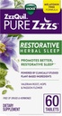 ZzzQuil PURE Zzzs Restaurant à base de plantes, comprimés, sans médicaments et hormones, formule sans mélatonine, racine valériane, houblon, fleur de passion, aide au sommeil pour les adultes, 60 comtes