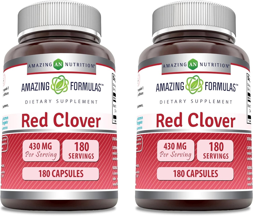 Formules étonnantes Supplément de trèfle rouge de 430 Mg par service de 180 capsules de produit non-OGM