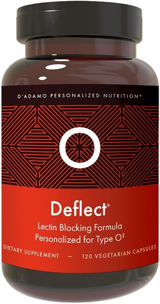 D'Adamo personnalisation de la nutrition déflect bloqueur de lectine (type de sang O) - 120 capsules végétariennes. Booster de métabolisme. Soutien immunitaire. Fabriqué aux USA.