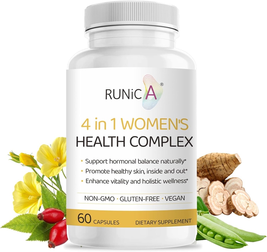 4-in-1 Women’s Health | Rosehip, Pueraria & Evening Primrose with Soy Isoflavones | Menstrual Cycle, Menopause, Energy Level & Healthy Skin Support