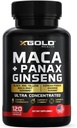 Capsules Racines de Maca 10 000mg + Ginseng Panax coréen 1 400mg - 20x Extrait concentré Noir + Rouge + Racine de Maca jaune, 10x Extrait concentré Ginseng Panax Capsules - Ultra Potent et hautement purifié