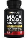 Capsules Racines de Maca 10 000mg + Ginseng Panax coréen 1 400mg - 20x Extrait concentré Noir + Rouge + Racine de Maca jaune, 10x Extrait concentré Ginseng Panax Capsules - Ultra Potent et hautement purifié