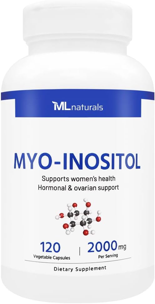 ML Naturals Myo-Inositol 2000 mg 120 capsules végétales, certifiées NSF et conformes aux GMPc