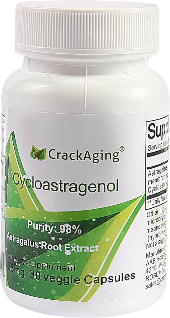 Supplément d'activation de Cycloastragenol 98% Anti-Aging & Telomerase 25mg 30 Caps