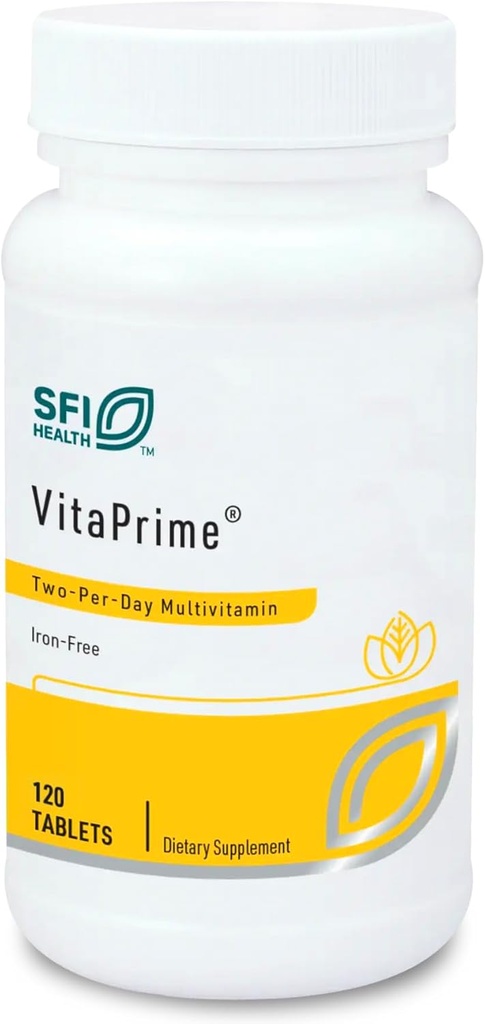 SFI Health VitaPrime - Multivitamine sans fer pour les femmes et les hommes - Promouvoir la fonction immunitaire et soutenir les lacunes nutritionnelles - Multivitamine de deux par jour avec le folate de méthyle et B12 (120 comprimés)