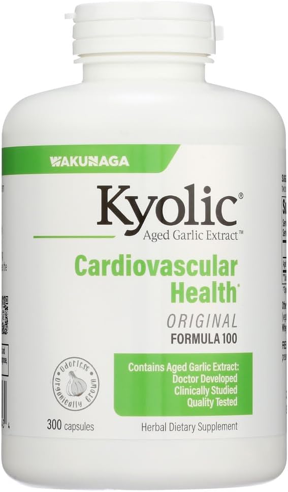 Extrait d'ail d'âge kyolique - Formule cardiovasculaire originale 100, haute puissance 600mg, 300capsules, (Wakunaga/Kyolic)