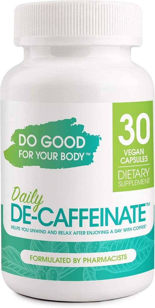 Daily De-Caffeinate, Rutaecarpine, aide naturelle à dormir profonde non addictive pour le café, les amateurs de caféine, se détendre et se détendre, 30 capsules