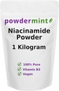 Poudre de niacinamide (vitamine B3) Poudre de niacin pur à 100 % 500 mg Supplément sans flush (1 kilogramme)