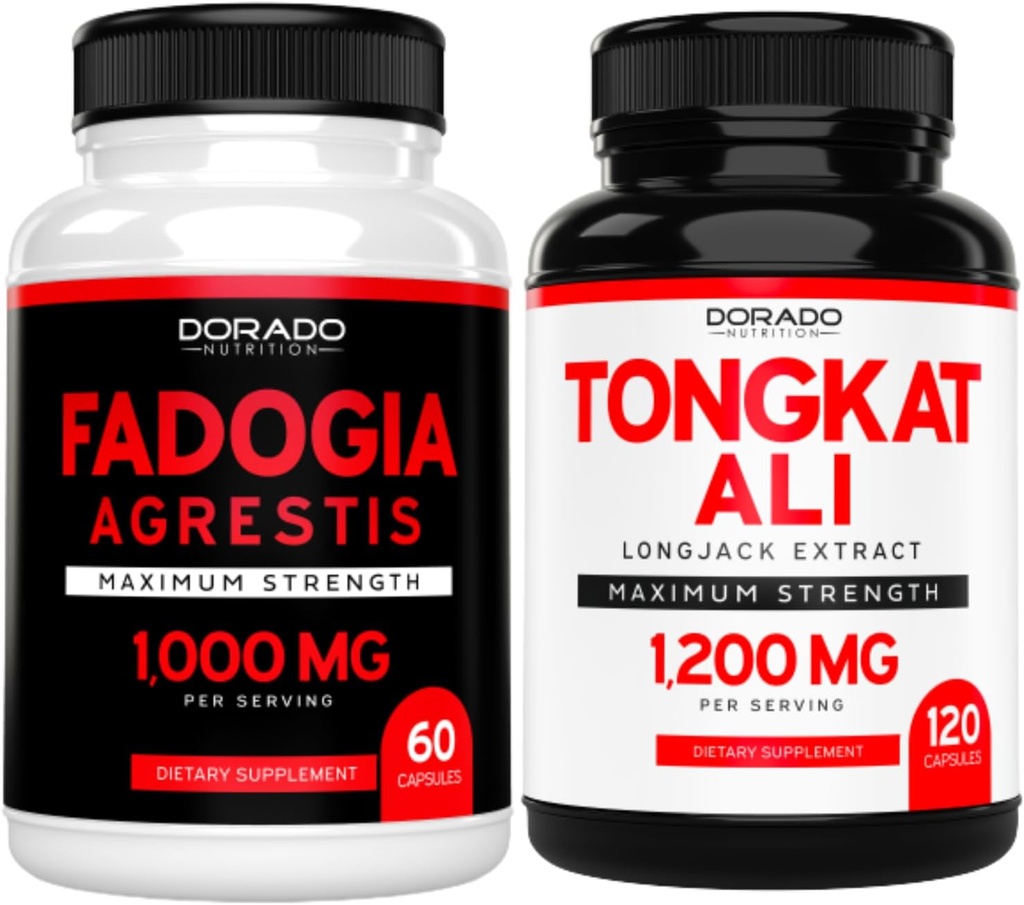Fadogia Agresti Extract (60 comte) La force maximale pour la performance athlétique et la masse musculaire et Tongkat Ali pour les hommes (120 capsules) Longjack Tongkat Ali pour la santé et la vitalité des hommes - États-Unis Fabriqué