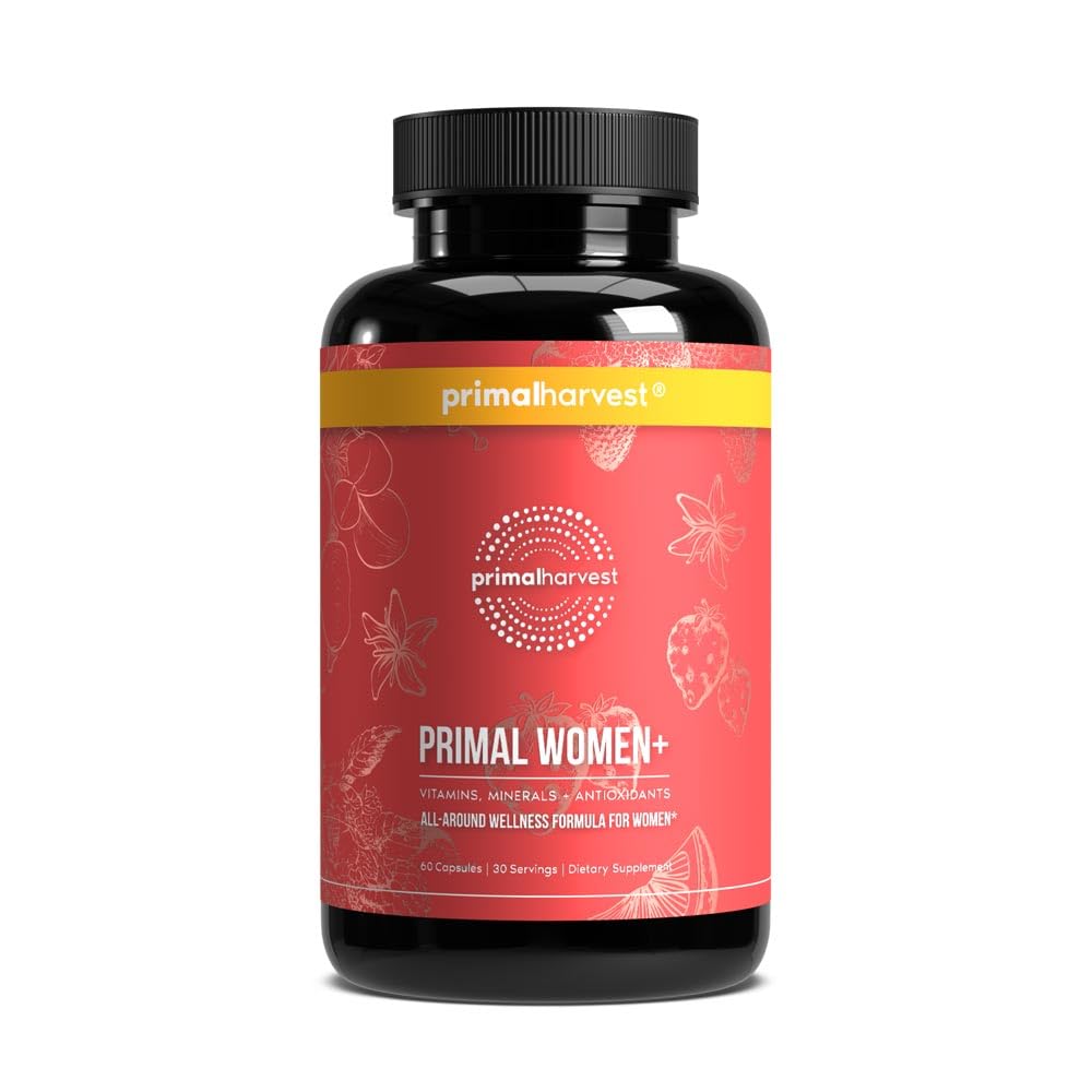 Primal Harvest Women+, Vitamine multivitamine A, Vitamine C, Vitamine D et E, Vitamine B12, B6, Biotine, Suppléments de zinc, 1 Pack 60 Capsules
