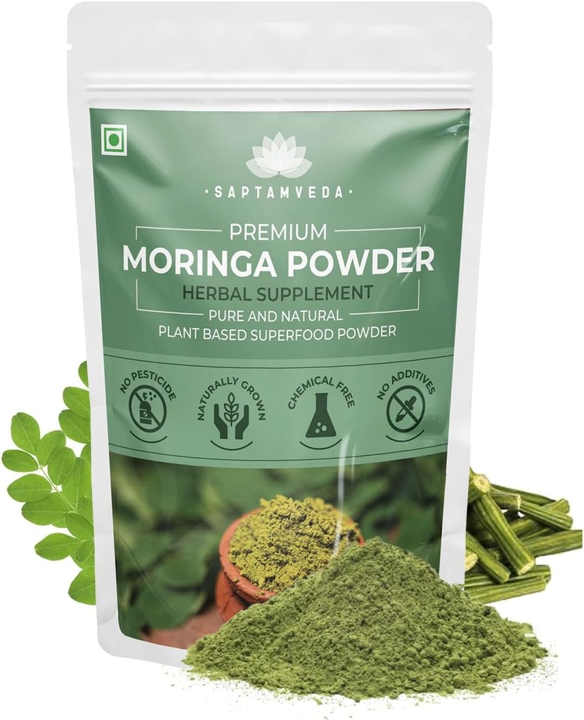 SAPTAMVEDA Poudre de feuille de Moringa Premium 8.81 Oz/250 Gm.