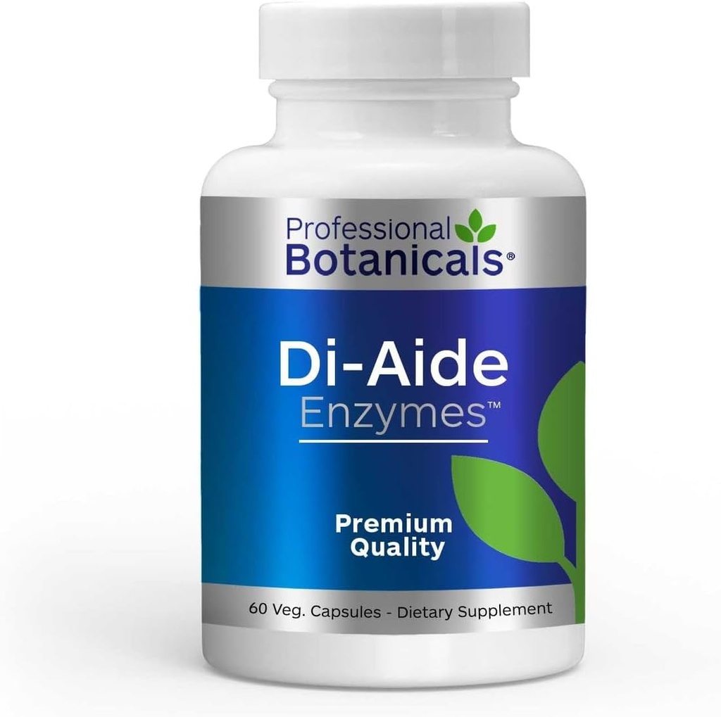Botaniques professionnels DI-AIDE Enzymes Advanced Digestive Support, Soulage Bloating & Indigestion, Ingrédients naturels, Vegan & Non-OGM – 120 Capsules