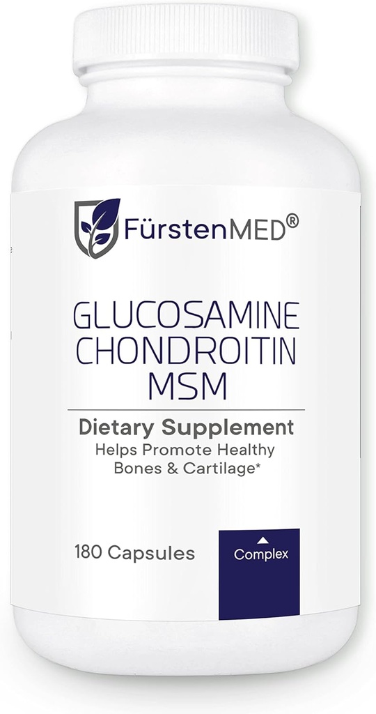 FürstenMED glucosamine Chondroïtine MSM supplément - Chondroïtine et glucosamine suppléments nutritionnels pour os et santé normale du cartilage - soutenir la santé articulaire normale avec la vitamine C - 180 capsules