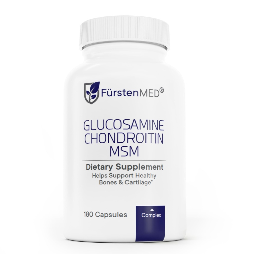 FürstenMED glucosamine Chondroïtine MSM supplément - Chondroïtine et glucosamine suppléments nutritionnels pour os et santé normale du cartilage - soutenir la santé articulaire normale avec la vitamine C - 180 capsules