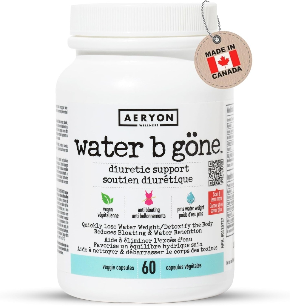 Gone d'eau B – Pills diurétiques pour les femmes – Réduire la rétention d'eau et le gonflement – Trouver un soulagement du SPM – 60 capsules véganes - 20 jours d'approvisionnement
