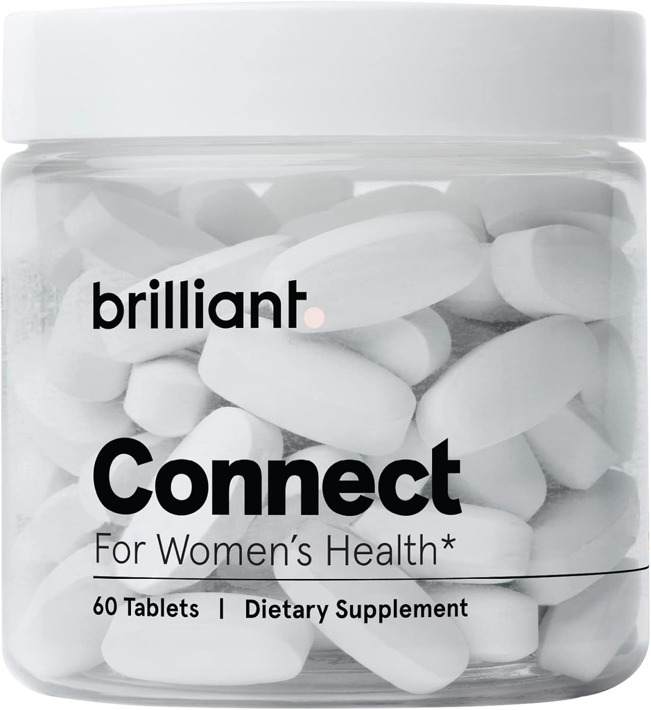 Supplément santé de la période Brilliant Connect – favorise le soulagement des crampes, de la fatigue, des périodes irrégulières, de l'acné hormonal, des éclairs chauds et plus* – soutien de l'équilibre hormonal naturel* (60 comprimés)