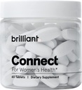 Supplément santé de la période Brilliant Connect – favorise le soulagement des crampes, de la fatigue, des périodes irrégulières, de l'acné hormonal, des éclairs chauds et plus* – soutien de l'équilibre hormonal naturel* (60 comprimés)
